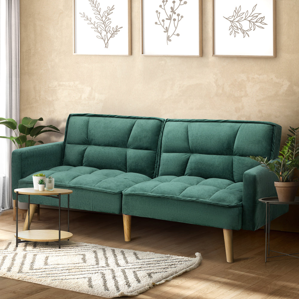 3-Seater Velvet Sofa Bed Green
