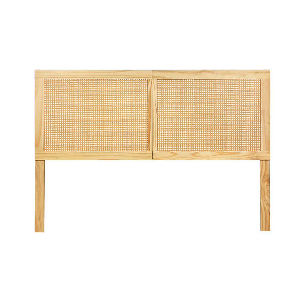 Artiss Ribo Rattan Bed Head Queen - Natural Pine Wood Headboard - Deal Done