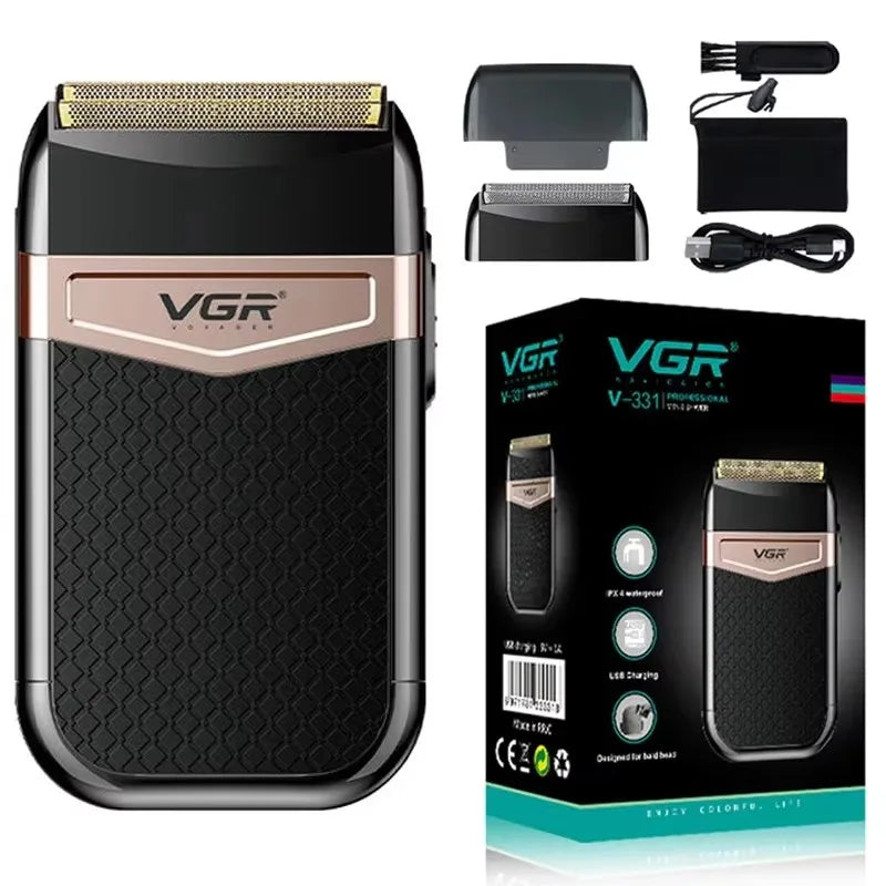 VGR 3-Speed Rechargeable Beard Electric Shaver For Men Hair Razor Bald Head Fade Shaving Machine Finishing Tool With Extra Mesh - Deal Done