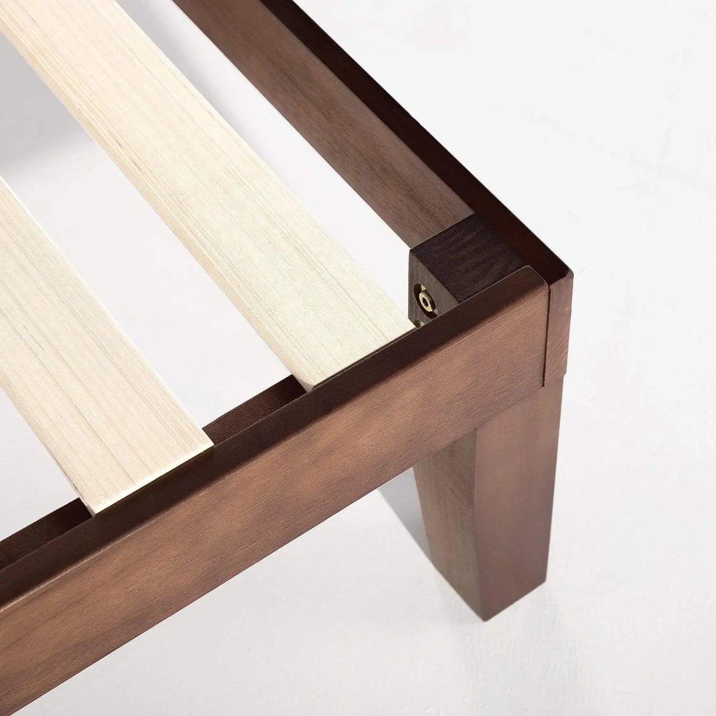 XMSJ Blake Double Bed Frame 35cm - Solid Timber Wood Slats Walnut Platform Base - Deal Done