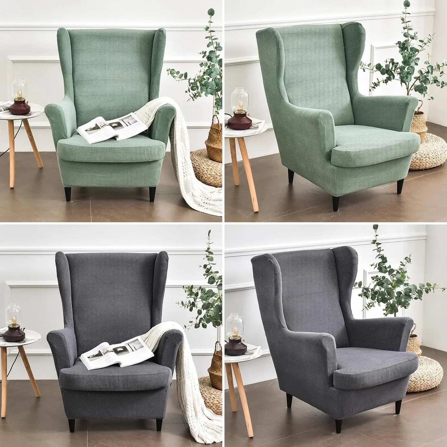 XMSJ Wingback Chair Cover with Cushion - Stretch Slipcover Washable Polyester - Deal Done