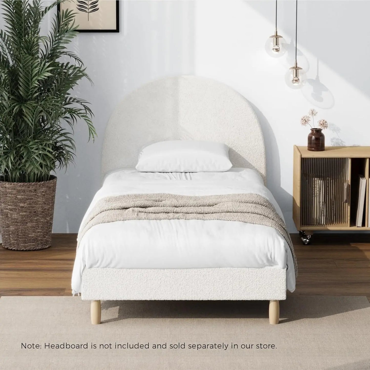 Queen Size Bed Frame Boucle Bed Base White - Deal Done