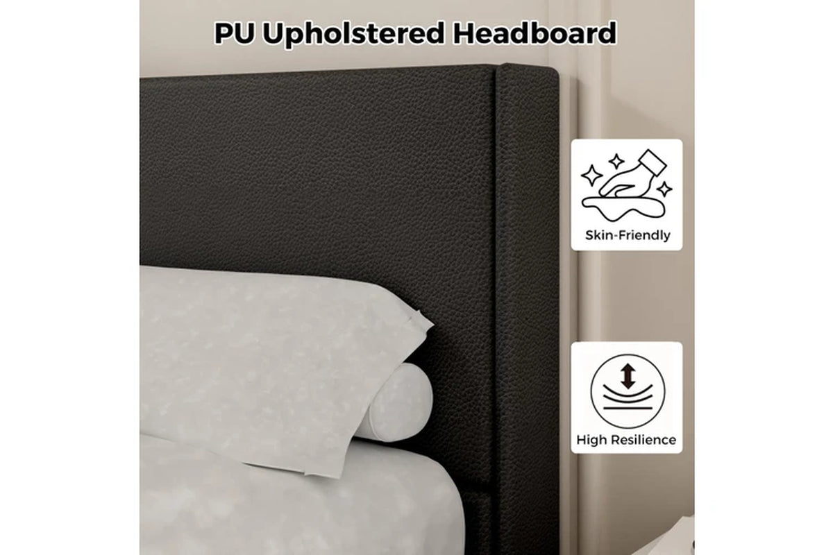 Bed Frame Queen Size Mattress Base Upholstered Platform Black