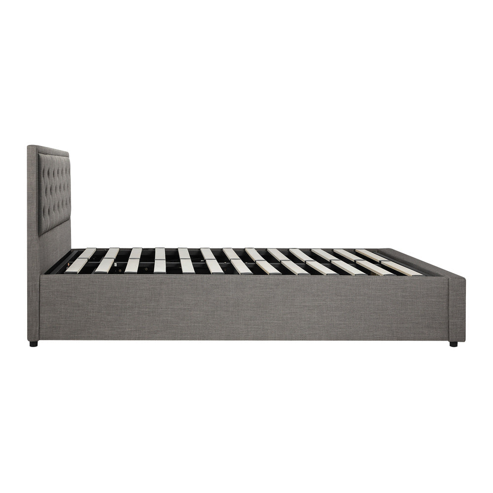 Double Bed Frame with Storage Space Gas Lift Grey