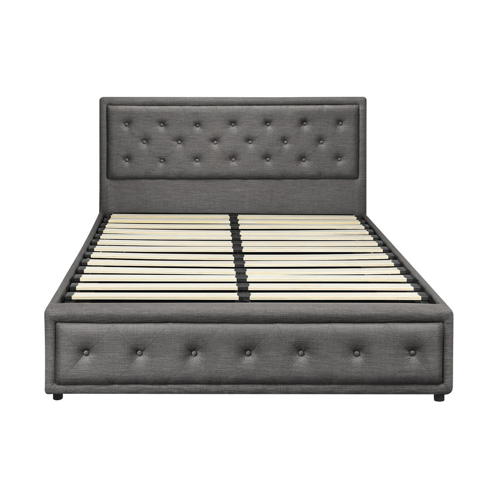 Double Bed Frame with Storage Space Gas Lift Grey