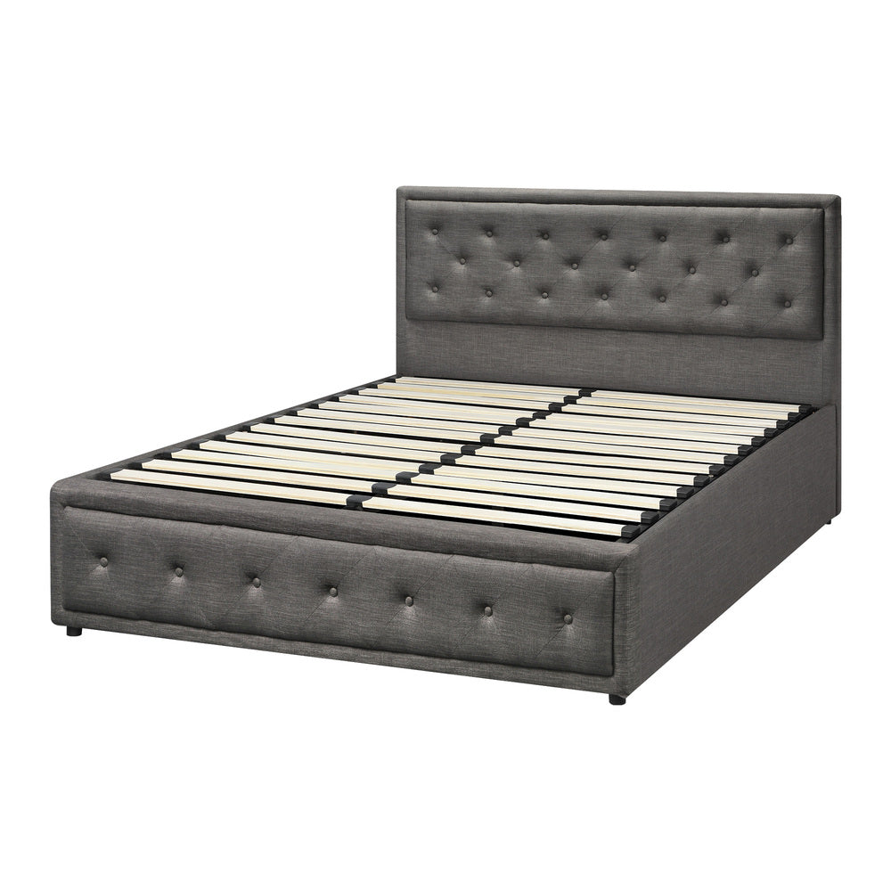 Double Bed Frame with Storage Space Gas Lift Grey