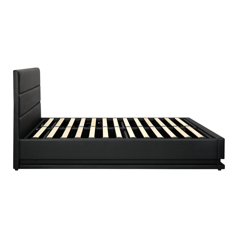 Double Bed Frame Gas Lift RBG Storage Space Black