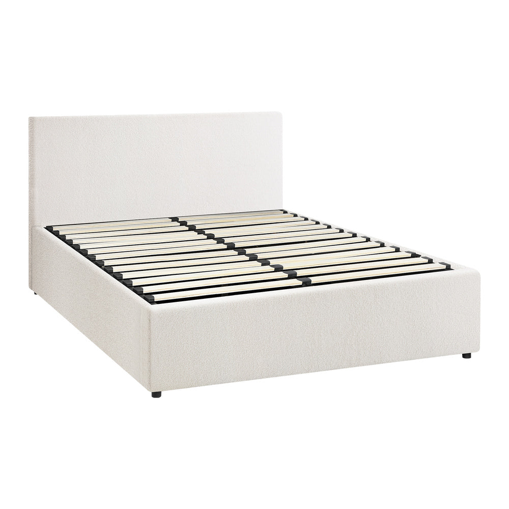 Double Bed Frame Gas Lift Storage Base White