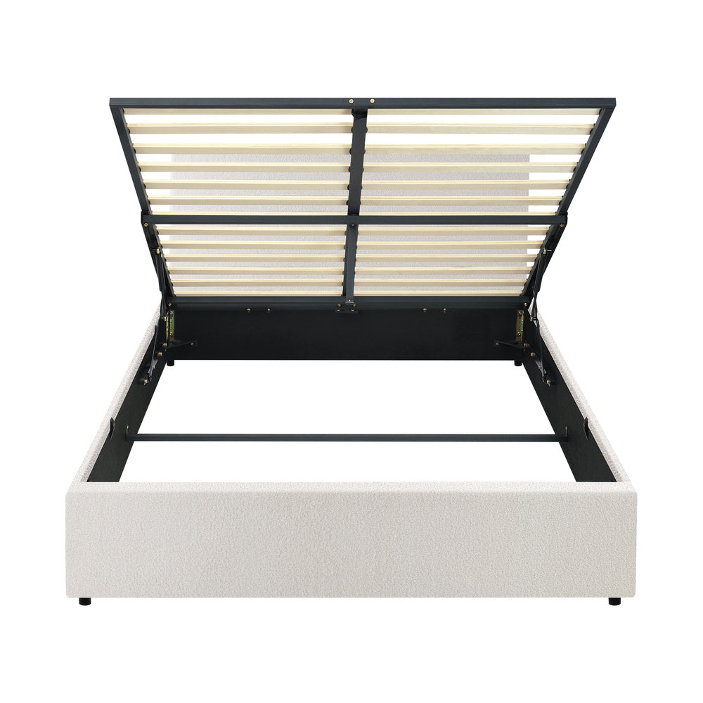 Double Bed Frame Gas Lift Storage Base White