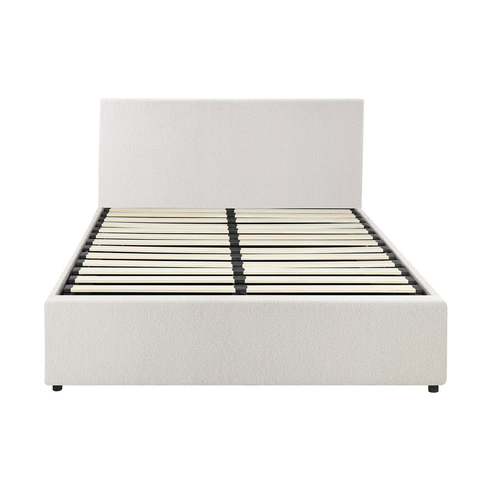 Double Bed Frame Gas Lift Storage Base White