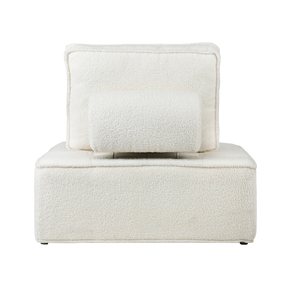 2 Pieces Modular Armless Sofa in White Sherpa