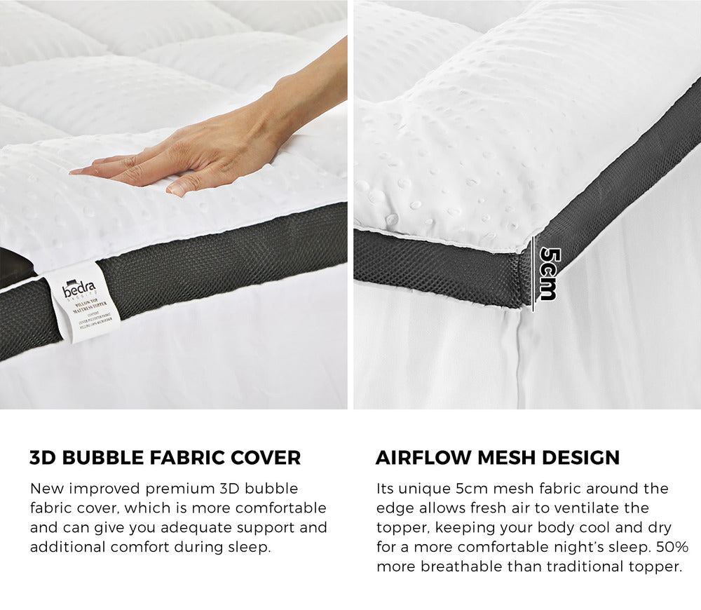 King Single Mattress Topper Pillowtop Airflow Mesh 5cm