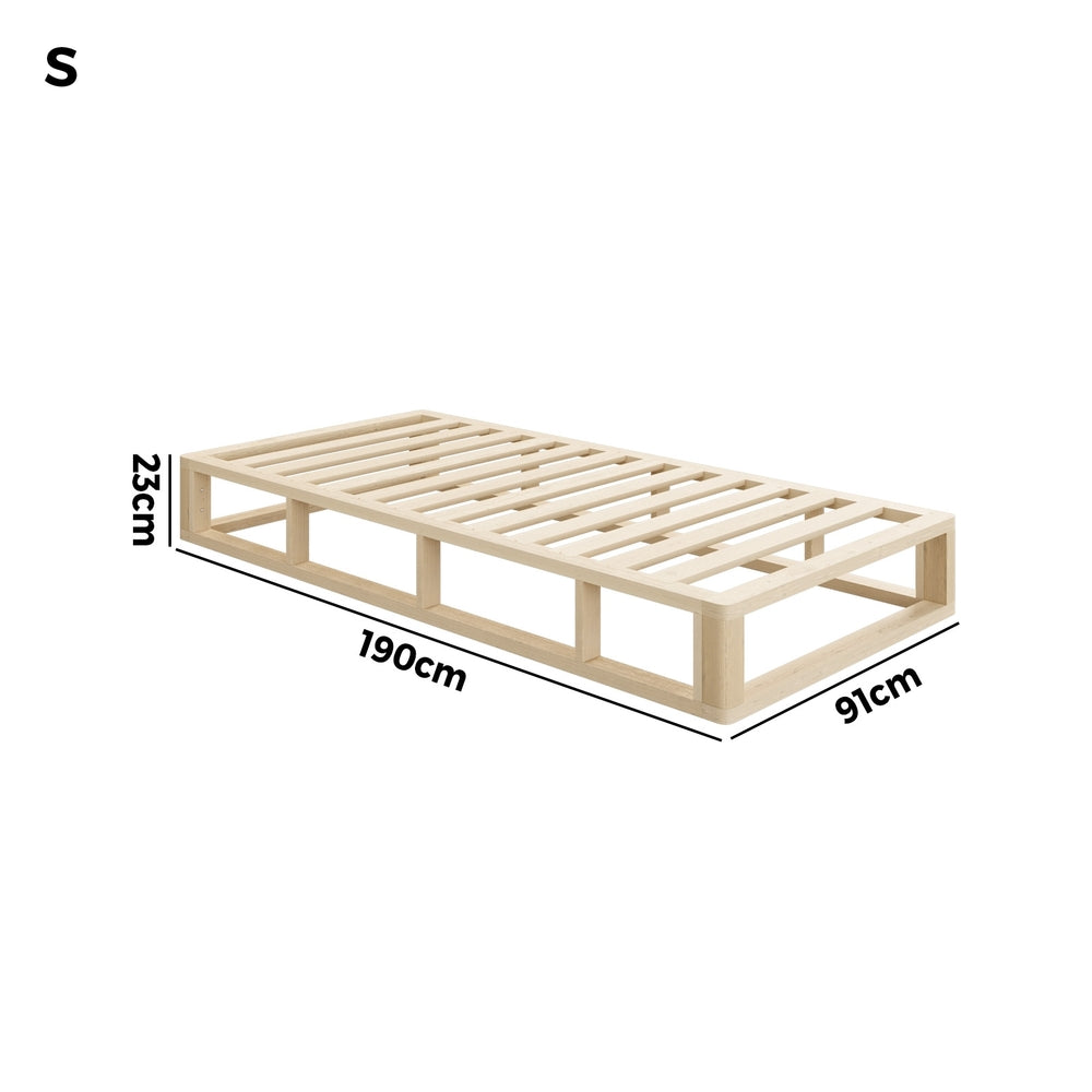 Single Size Wooden Bed Frame with Open Slatted Base