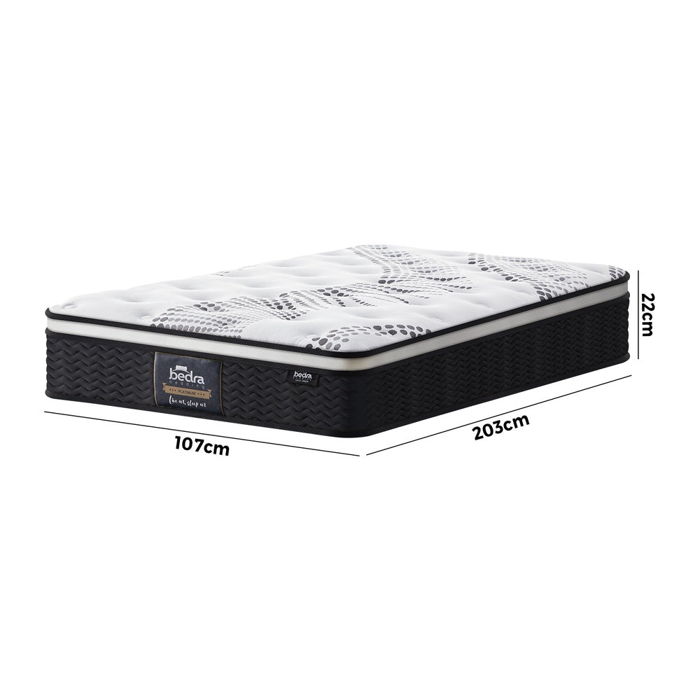 King Single Mattress with Cool Gel Foam, Euro Top and Pocket Spring 22cm