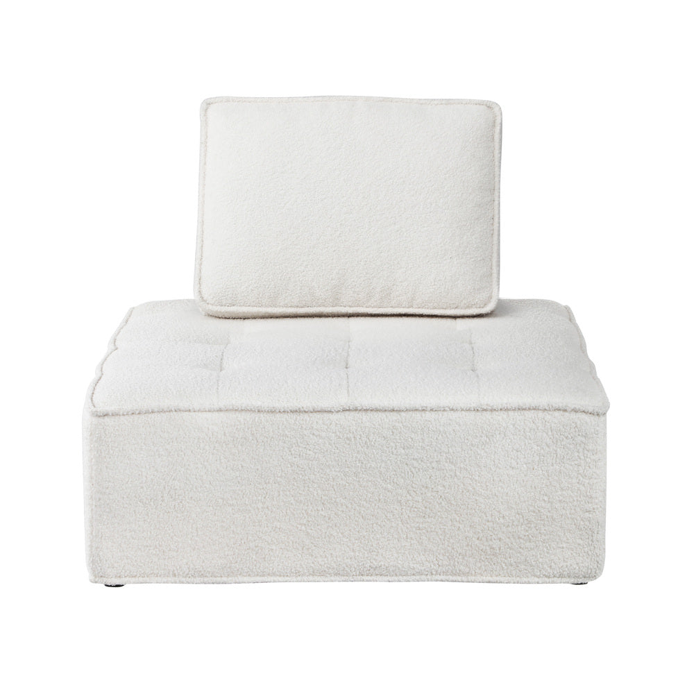 Modular Armless Sofa in White Sherpa