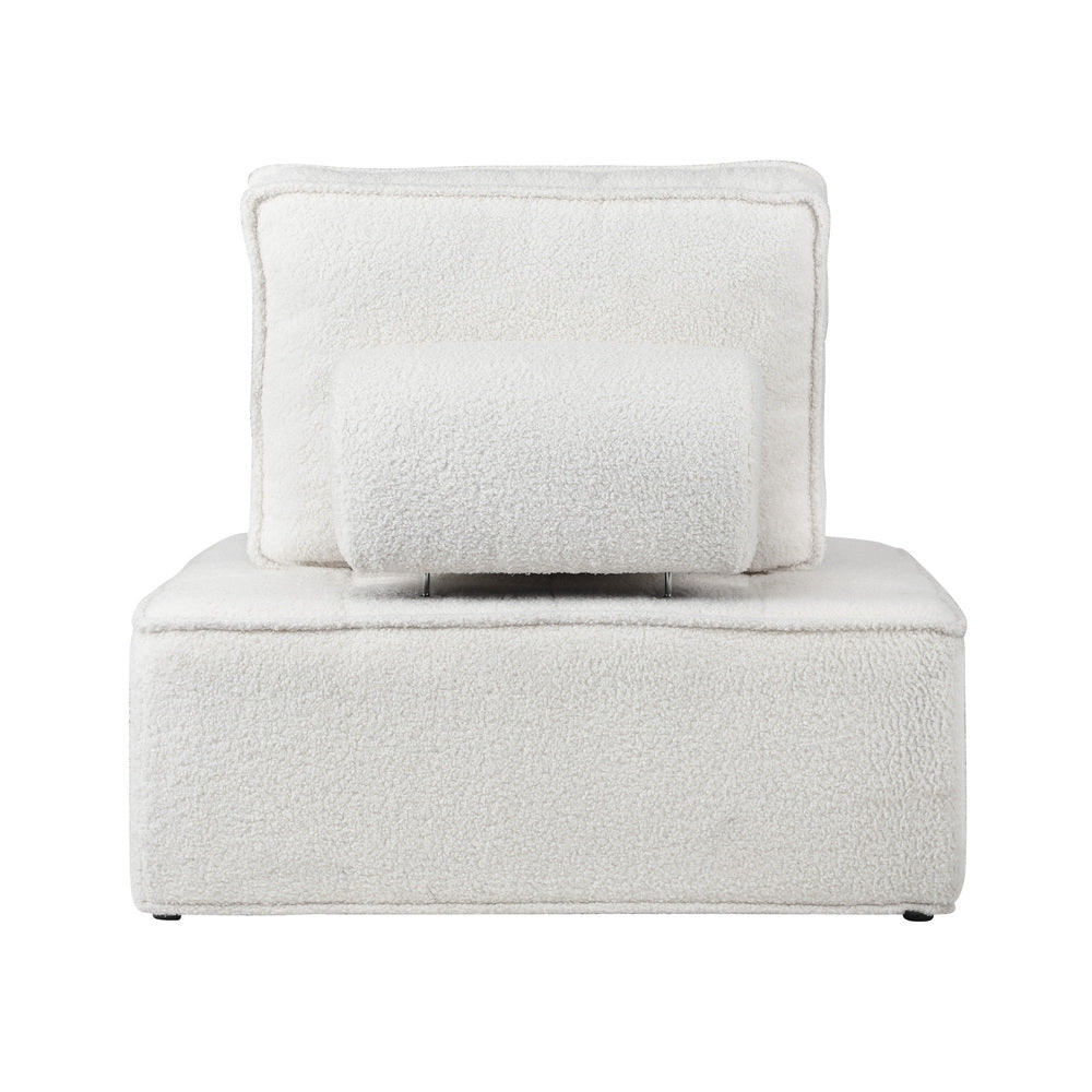 Modular Armless Sofa in White Sherpa
