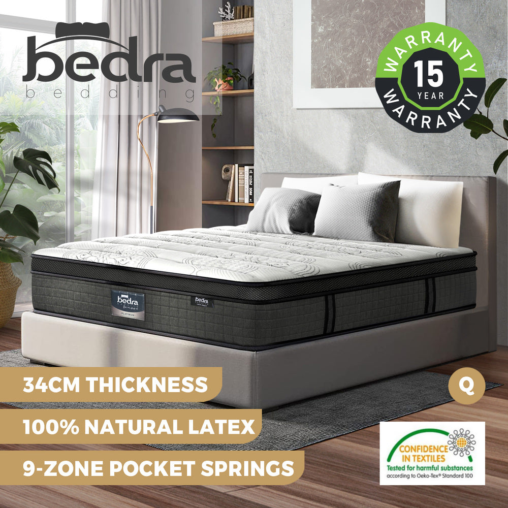 Latex Foam Queen Mattress with 9 Zone Pocket Spring 34 cm