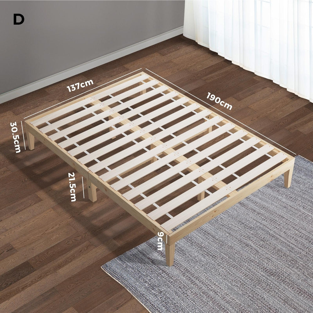 Pine Wood Double Size Bed Frame Bed Base