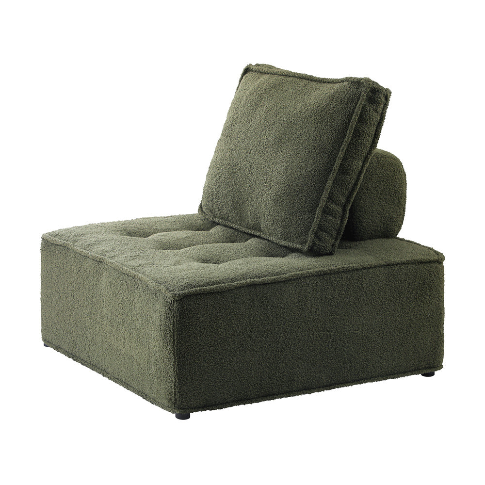 2PCS Modular Armless Sofa Lounge Chairs Sherpa Green