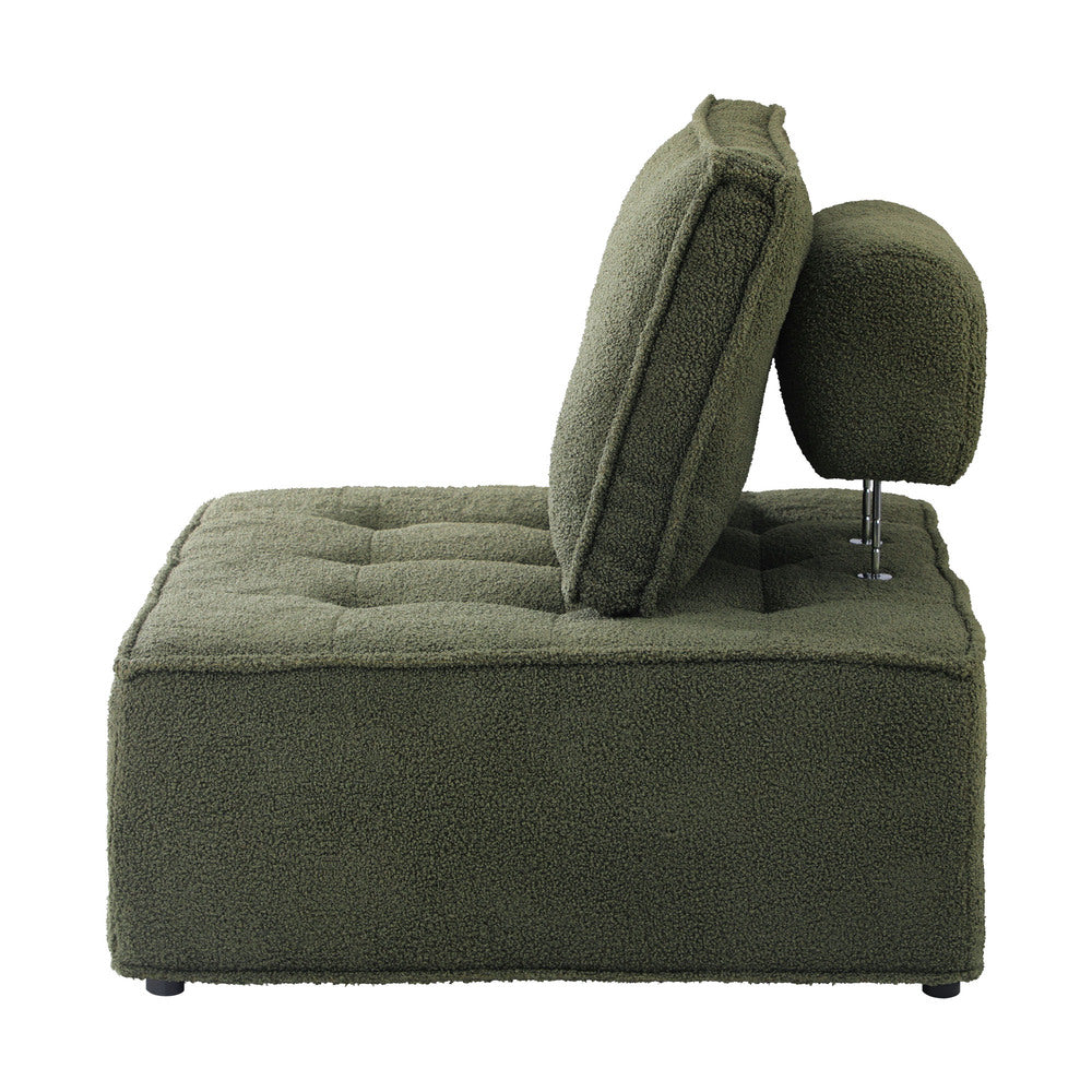 2PCS Modular Armless Sofa Lounge Chairs Sherpa Green