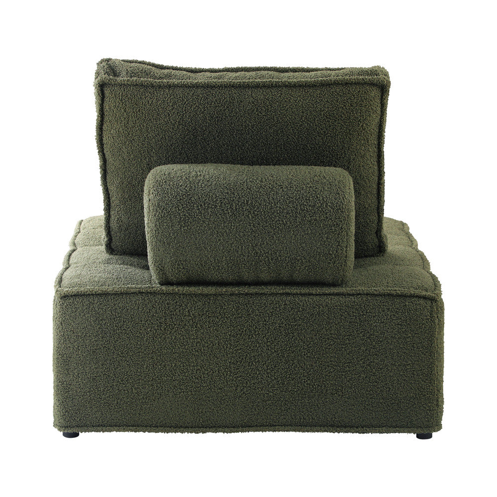 2PCS Modular Armless Sofa Lounge Chairs Sherpa Green