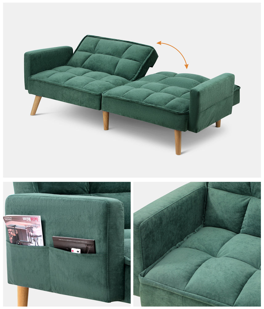 3-Seater Velvet Sofa Bed Green