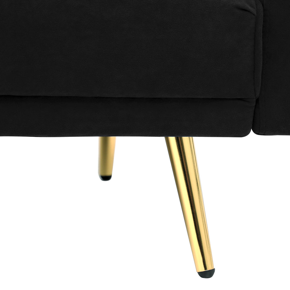 Velvet 3-Seater Sofa Bed Black