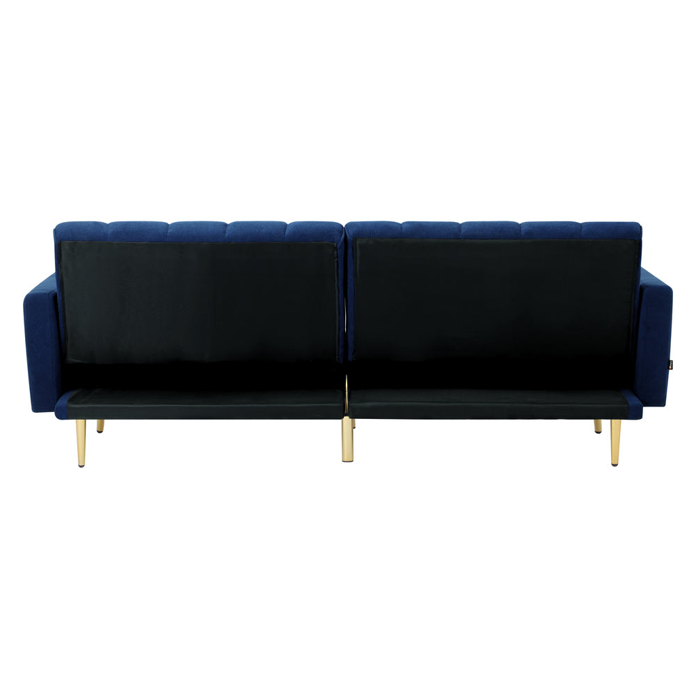 Velvet 3-Seater Sofa Bed Blue