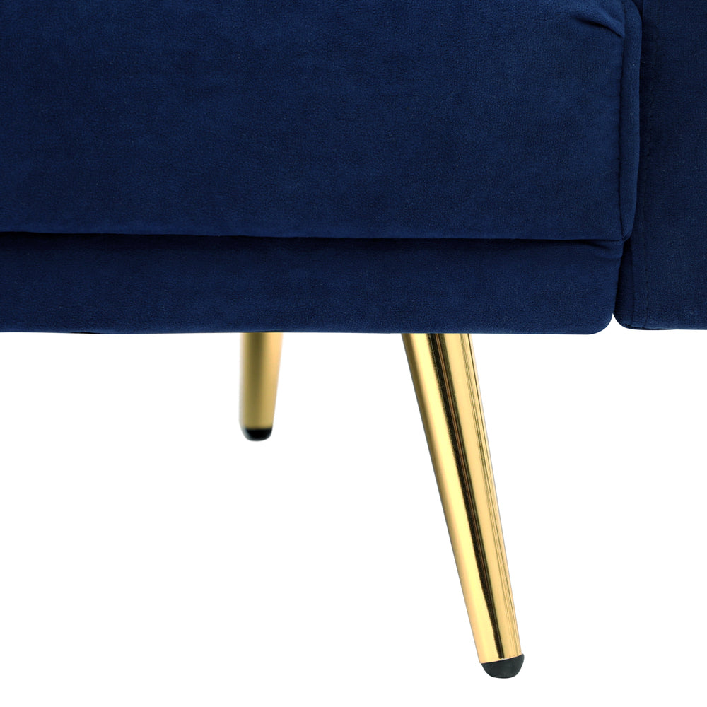 Velvet 3-Seater Sofa Bed Blue