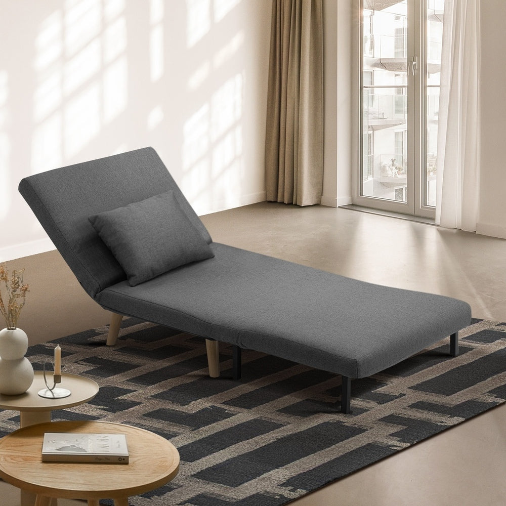 Grey Linen Fabric Single Seat Lounge Sofa Bed