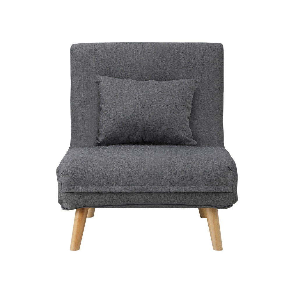 Grey Linen Fabric Single Seat Lounge Sofa Bed