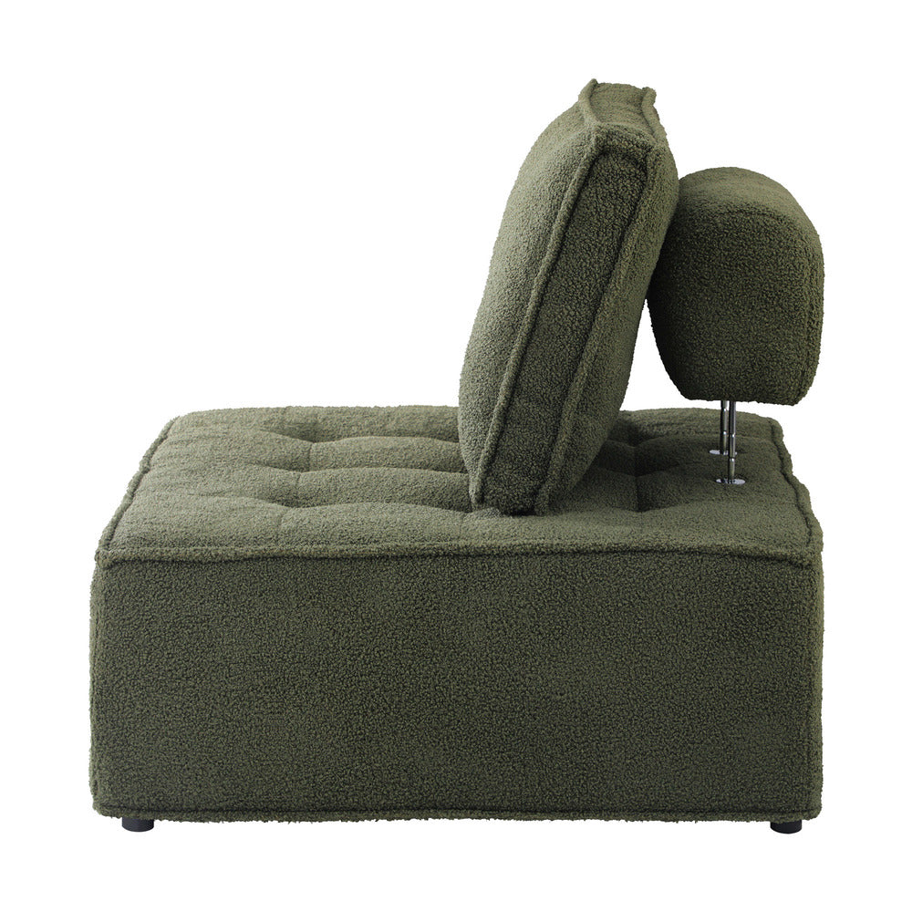 Green Armless Sherpa Modular Sofa Lounge Chair