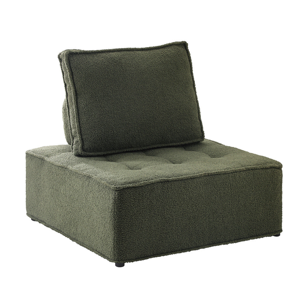 Green Armless Sherpa Modular Sofa Lounge Chair