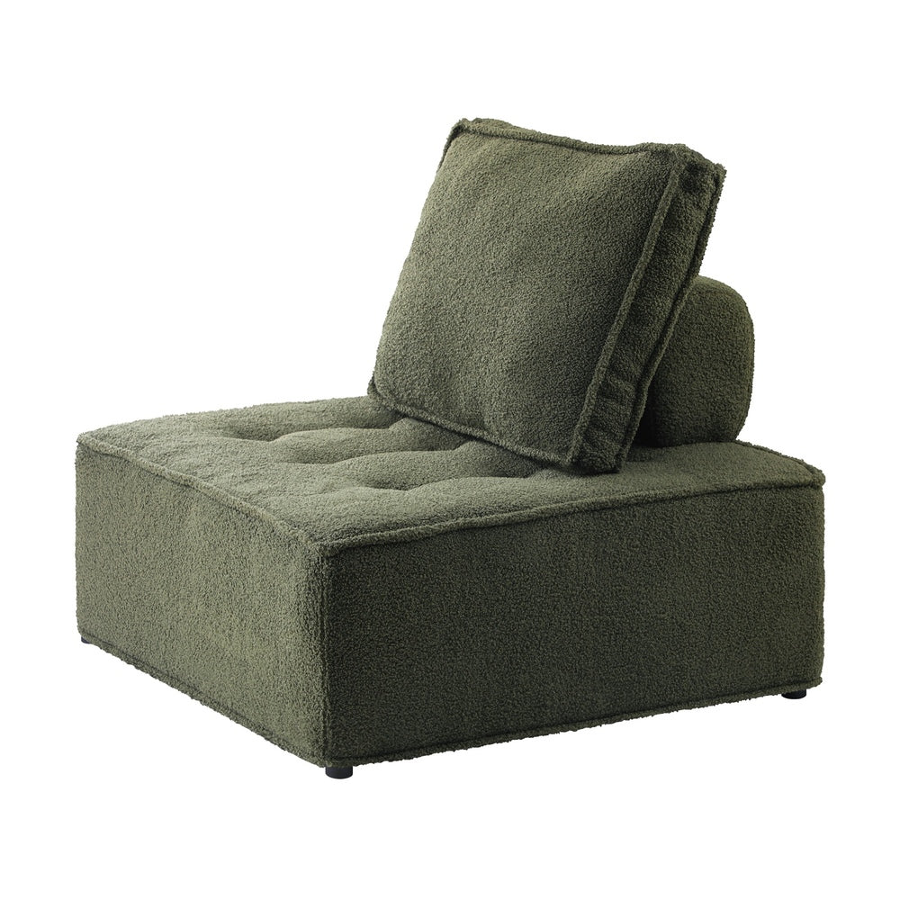 Green Armless Sherpa Modular Sofa Lounge Chair