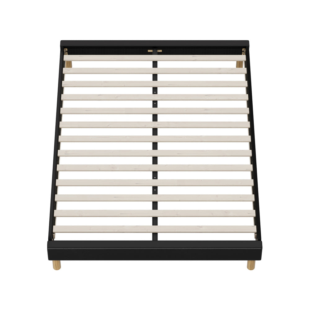 Black Leather Queen Size Bed Frame Base