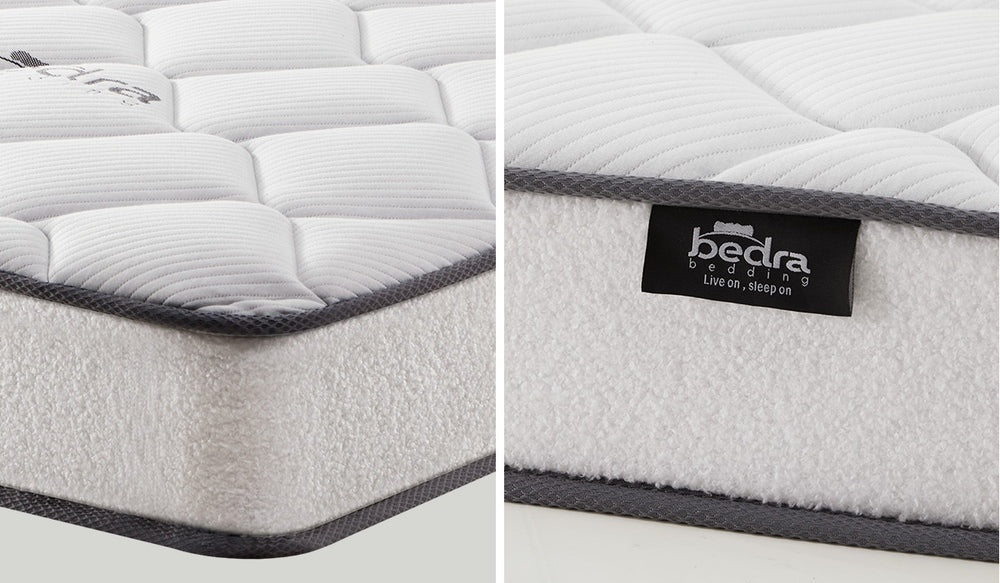 White Boucle Double Size Bed Frame with Mattress