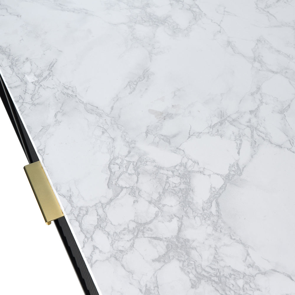 Black and White Sofa End Coffee Table with 1 Drawer and Open Shelf