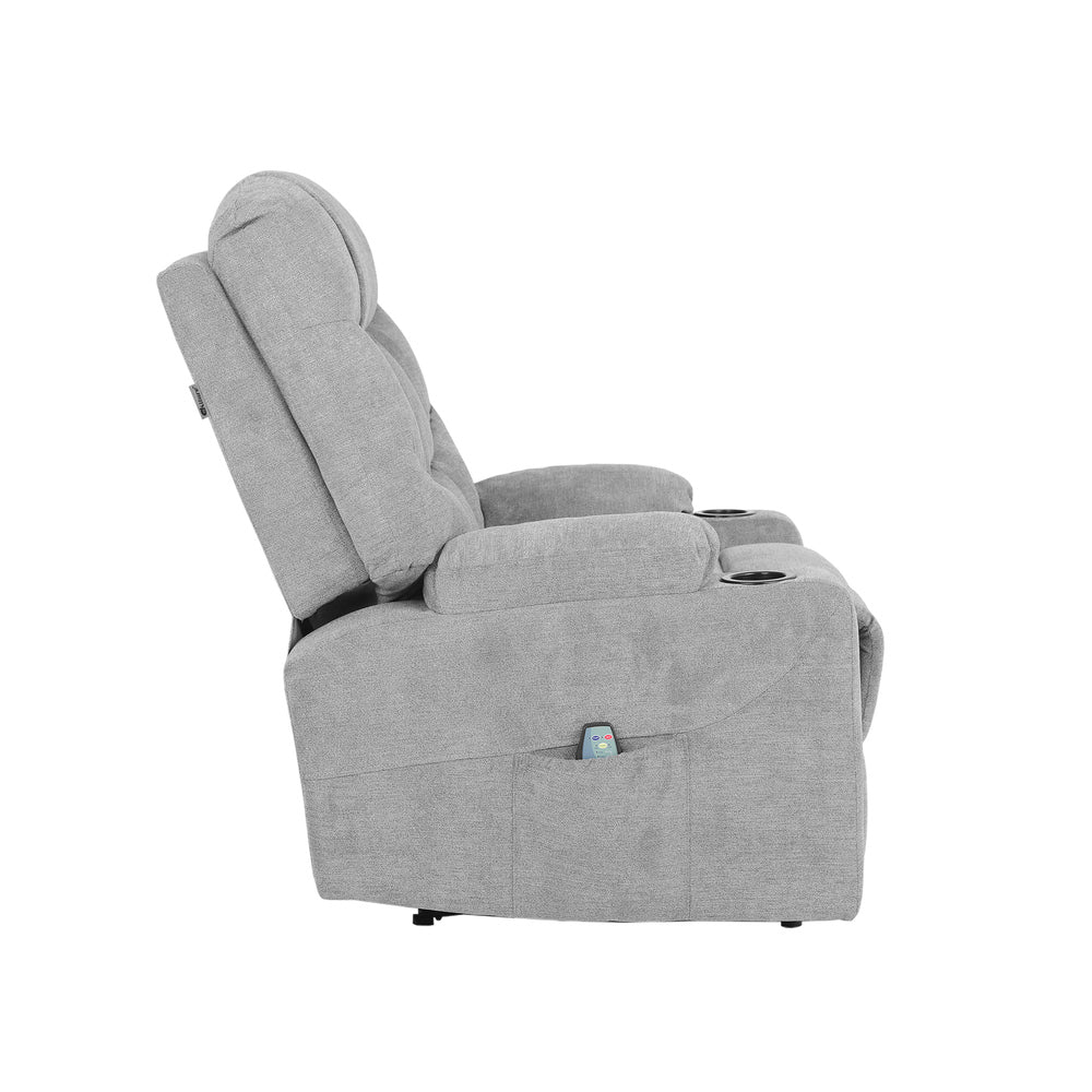 Grey Polyester Electric Recliner Massage Chair with Heat Function