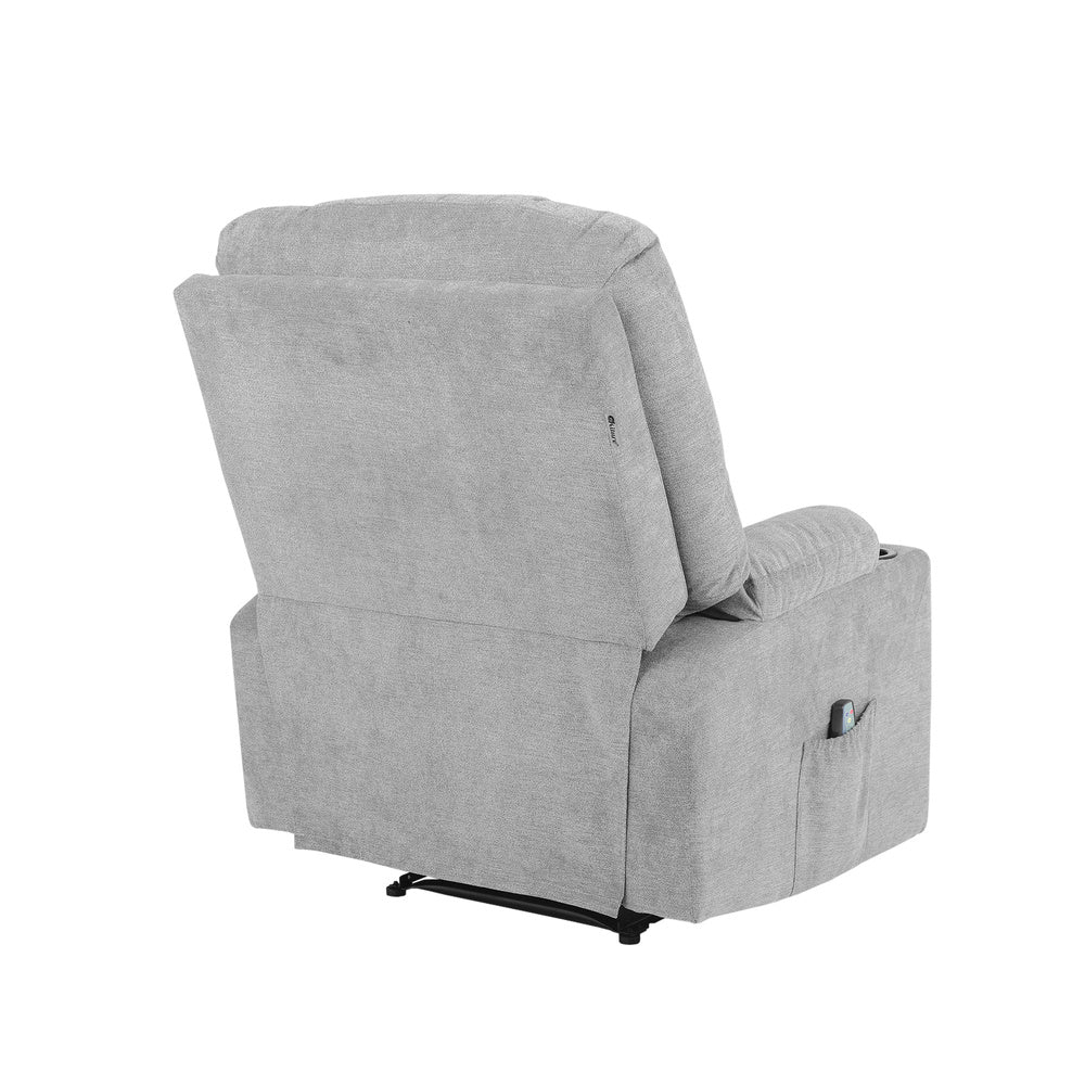 Grey Polyester Electric Recliner Massage Chair with Heat Function