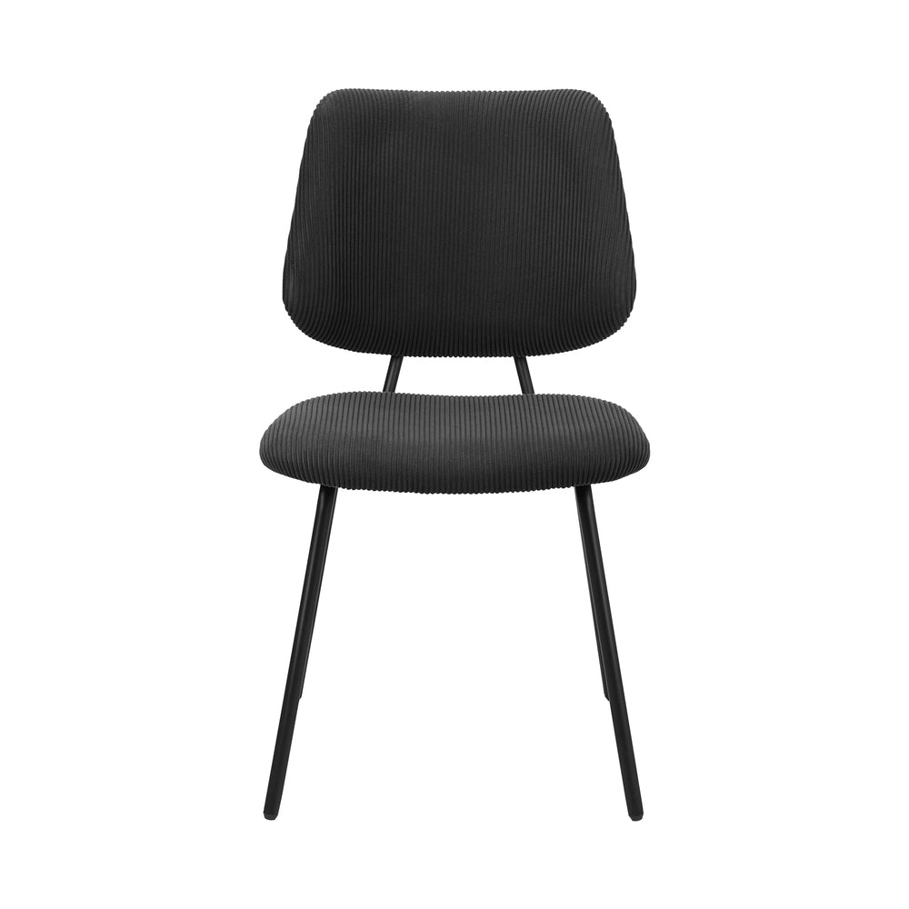 Set of 2 Dark Grey Vintage Retro Polyester Dining Chairs