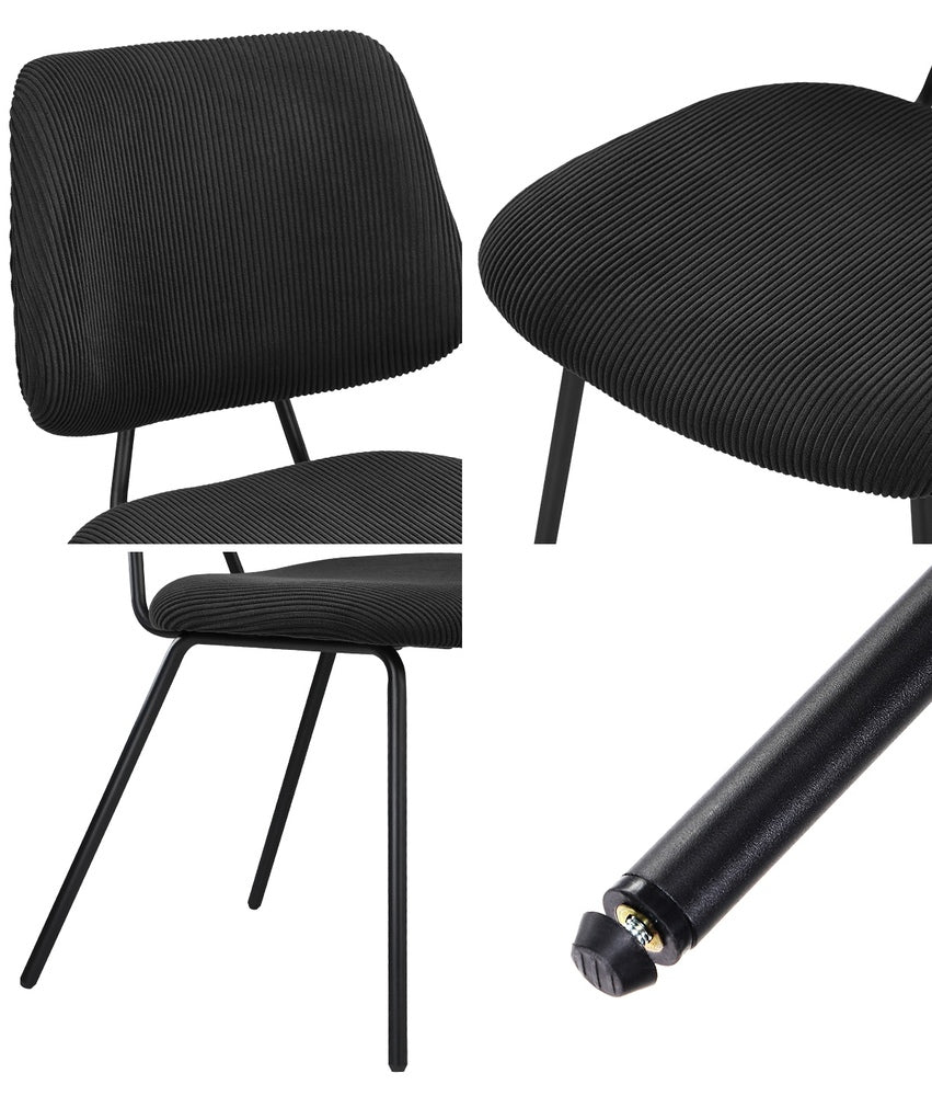 Set of 2 Dark Grey Vintage Retro Polyester Dining Chairs