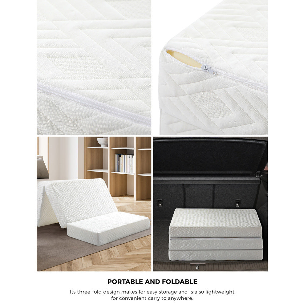 White 3-Fold Foldable Foam Mattress
