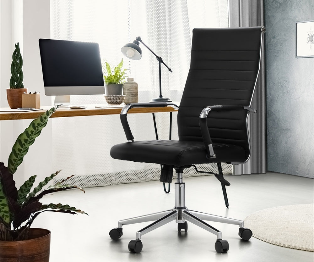 Black High Back Leather Swivel Office Chair