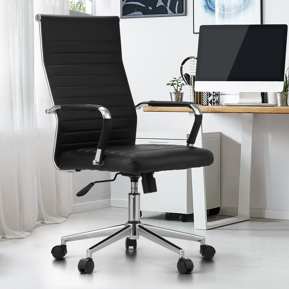 Black High Back Leather Swivel Office Chair