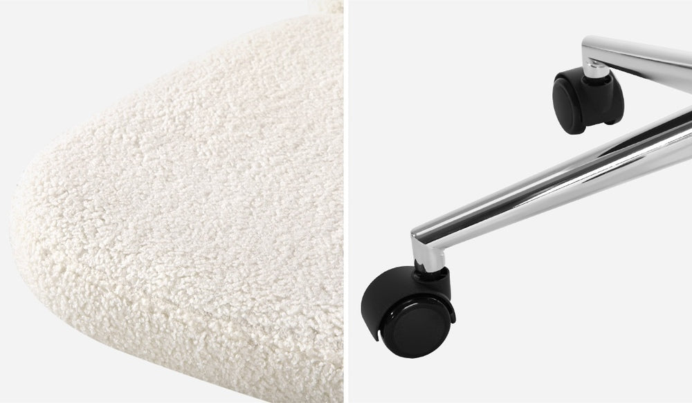 White and Silver High Back Boucle Armless Office Chair