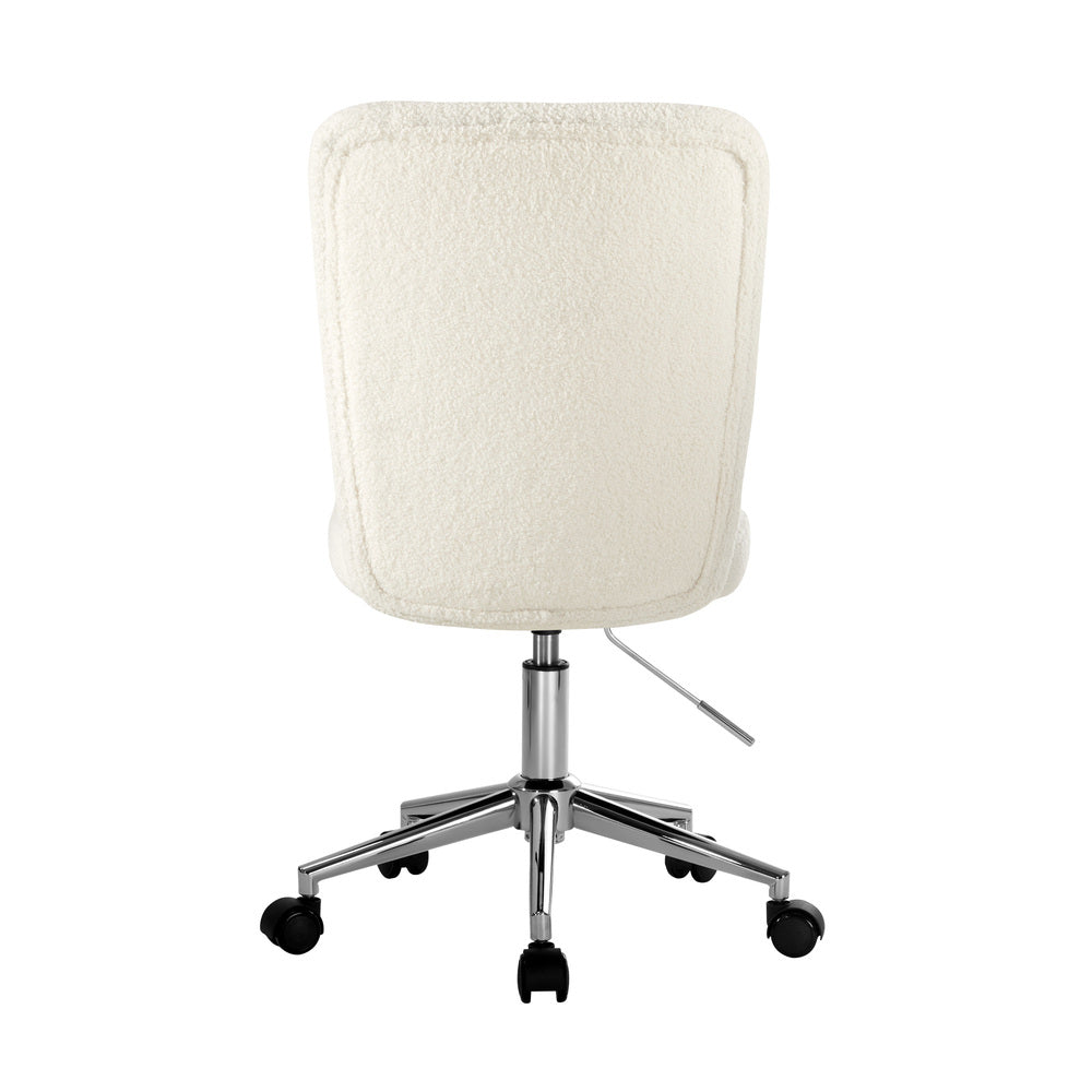 White and Silver High Back Boucle Armless Office Chair