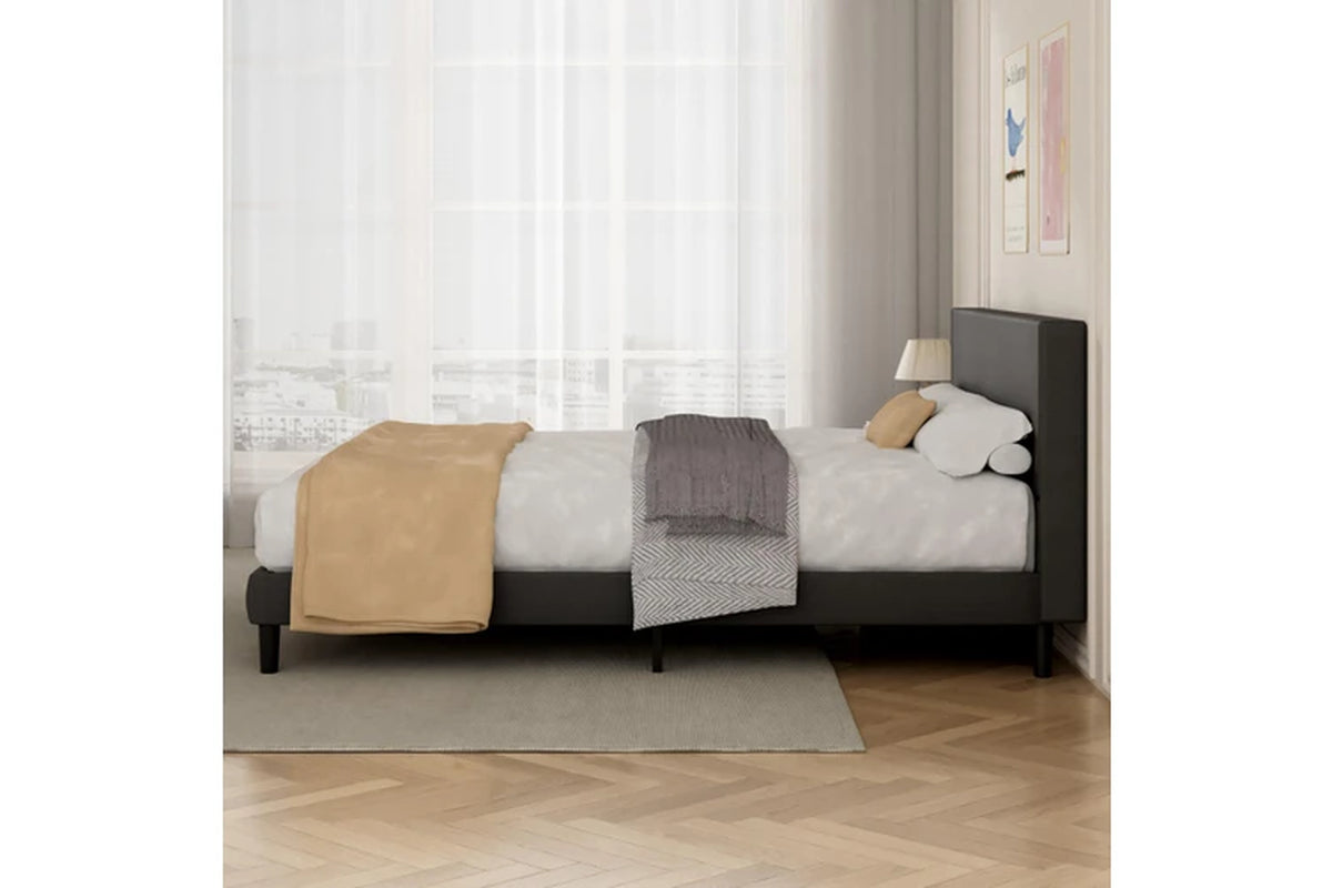 Bed Frame Queen Size Mattress Base Upholstered Platform Black