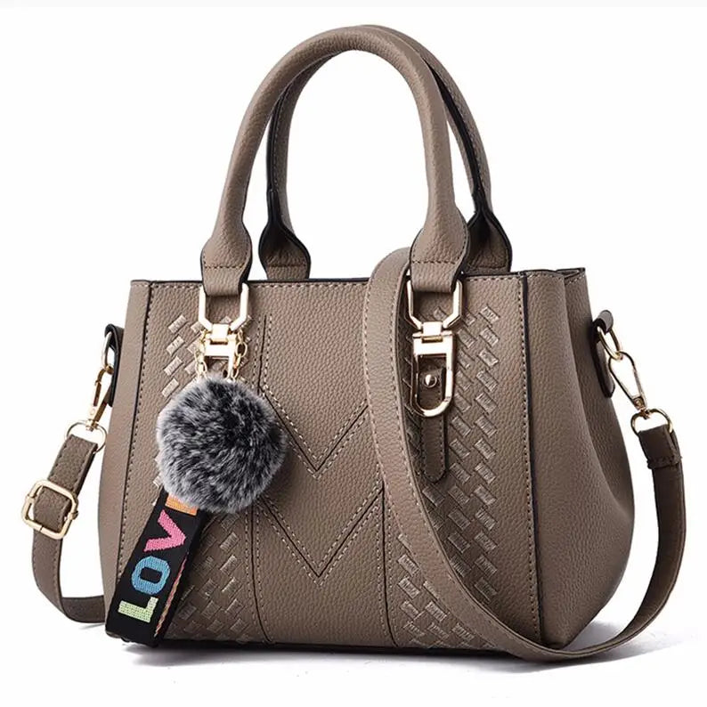 Yogodlns Women's PU Leather Messenger Bag - Casual Satchel with Fur Decoration & Multiple Pockets - Deal Done