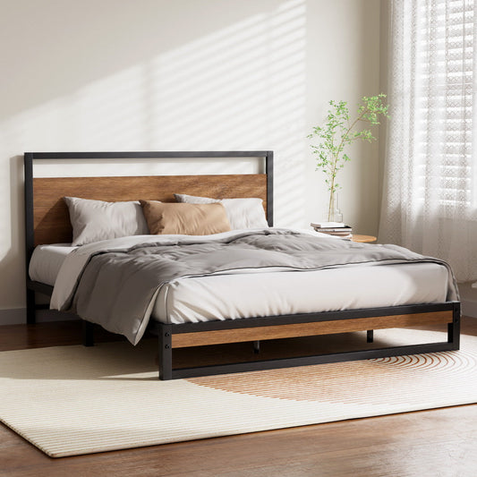 Artiss Dane Queen Bed Frame - Industrial Metal & Wood Design - Deal Done