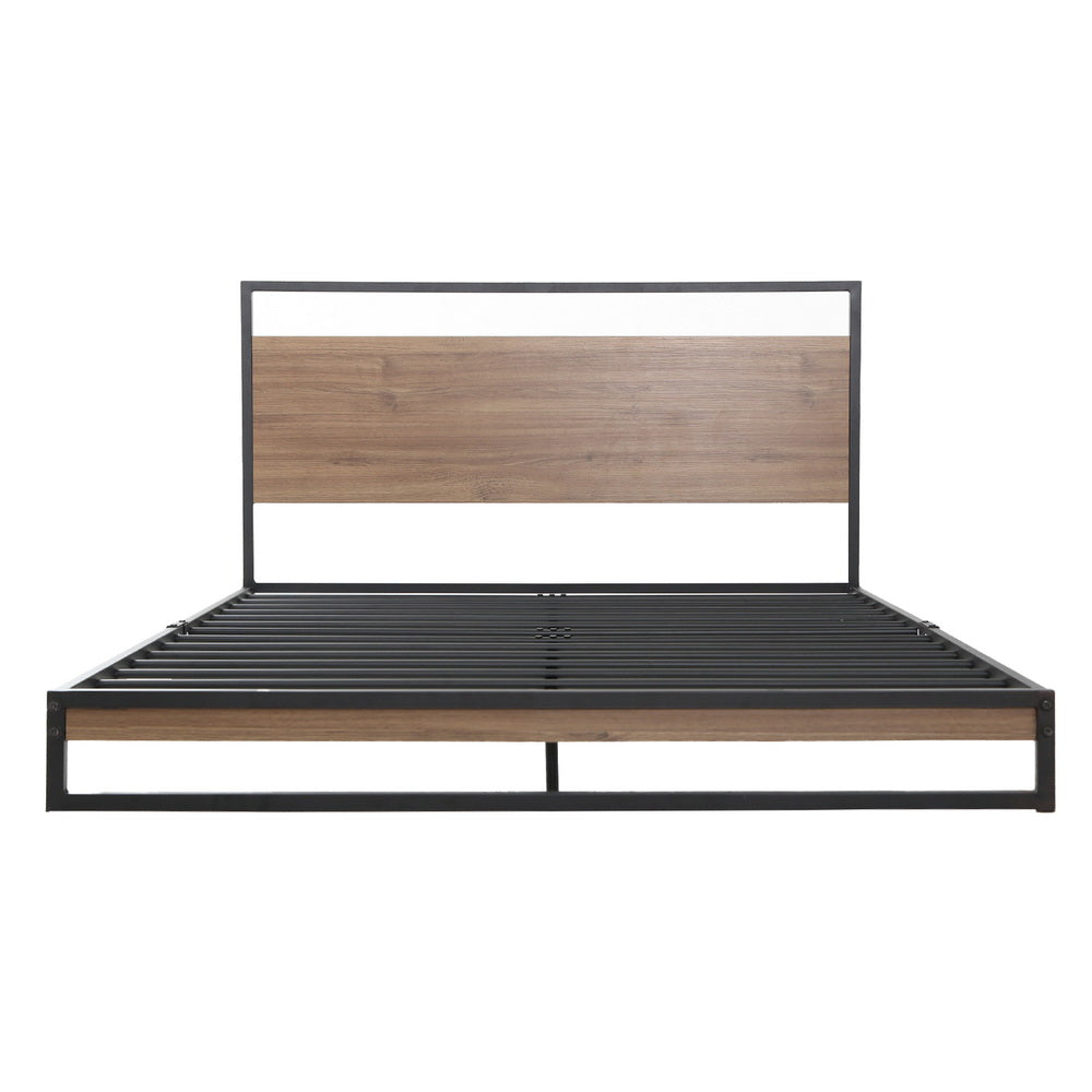 Artiss Dane Queen Bed Frame - Industrial Metal & Wood Design - Deal Done